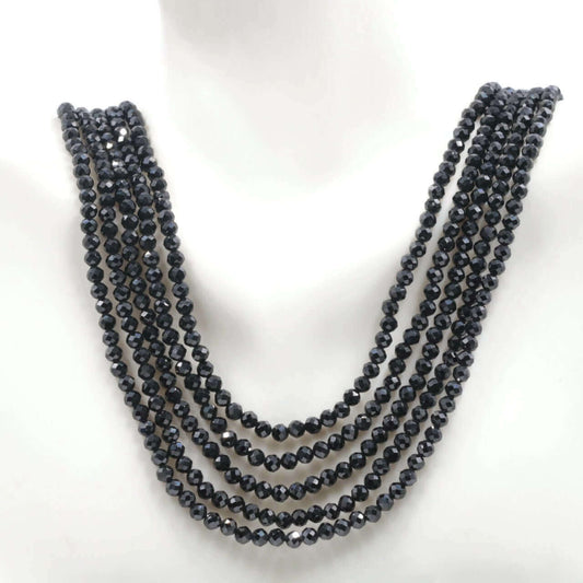 Elegant Black Spinel Bead Necklace - Taj Mahal Gems