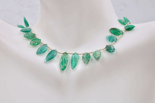 Emerald Leaf Beads Strand - Taj Mahal Gems