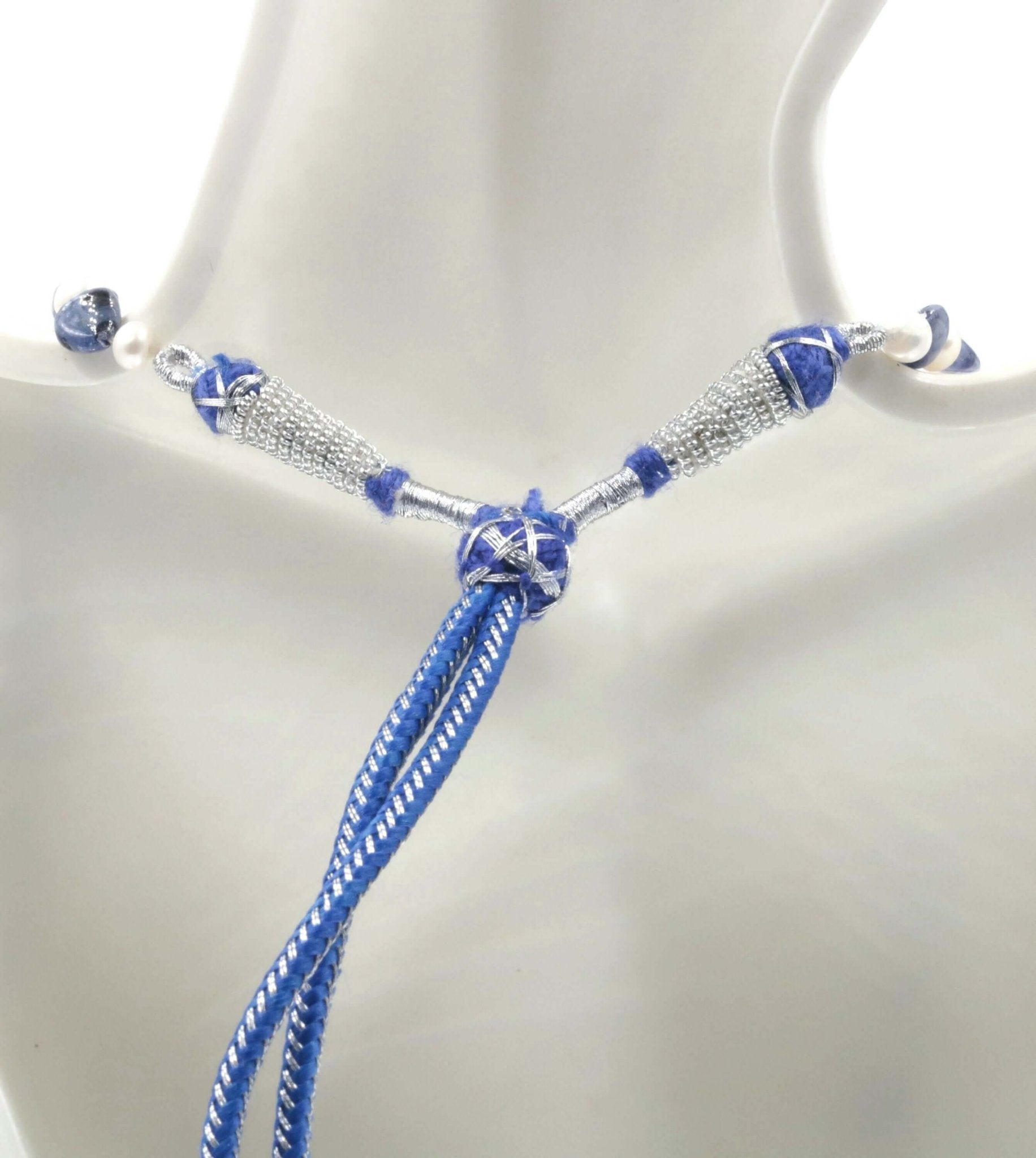 Genuine Blue Sapphire Cultured Pearl Necklace - Taj Mahal Gems