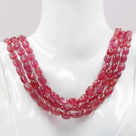 Genuine Ruby Gemstone Beaded Necklace - Taj Mahal Gems