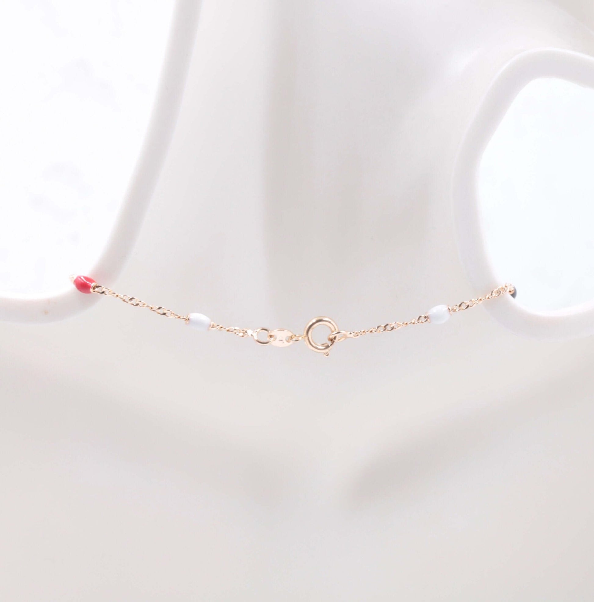Multi - Color Coral Beaded Rose Gold Chain - Taj Mahal Gems