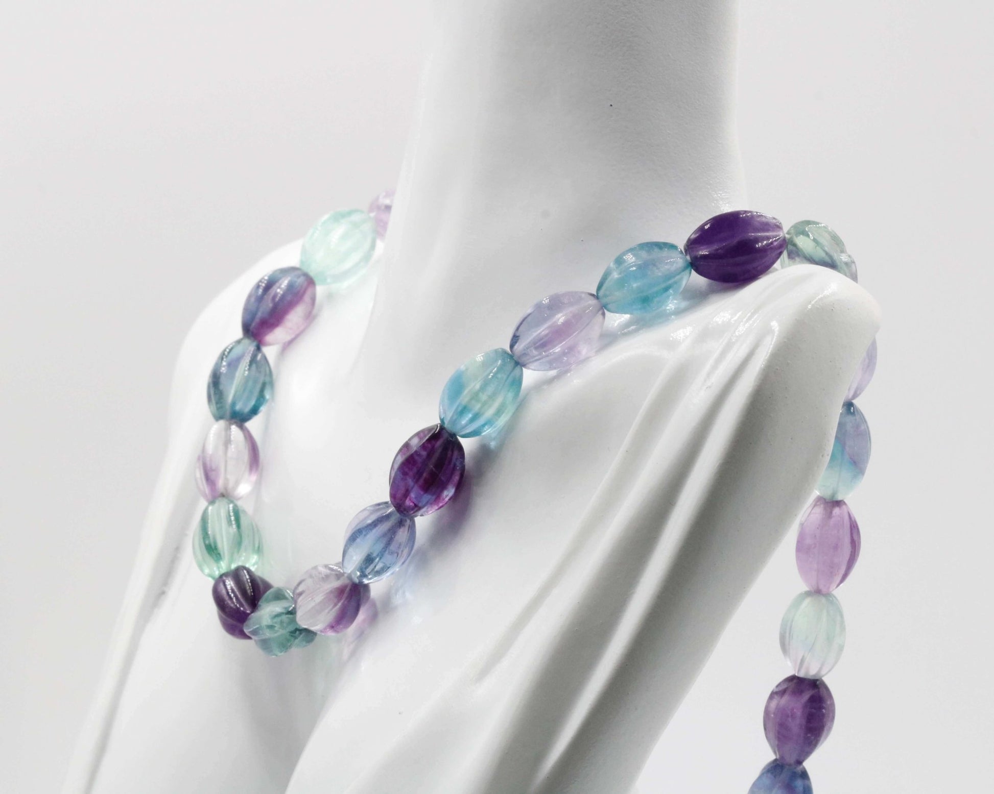 Multi Color Fluorite Bead Necklace - Taj Mahal Gems