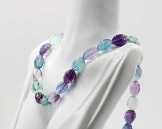 Multi Color Fluorite Bead Necklace - Taj Mahal Gems