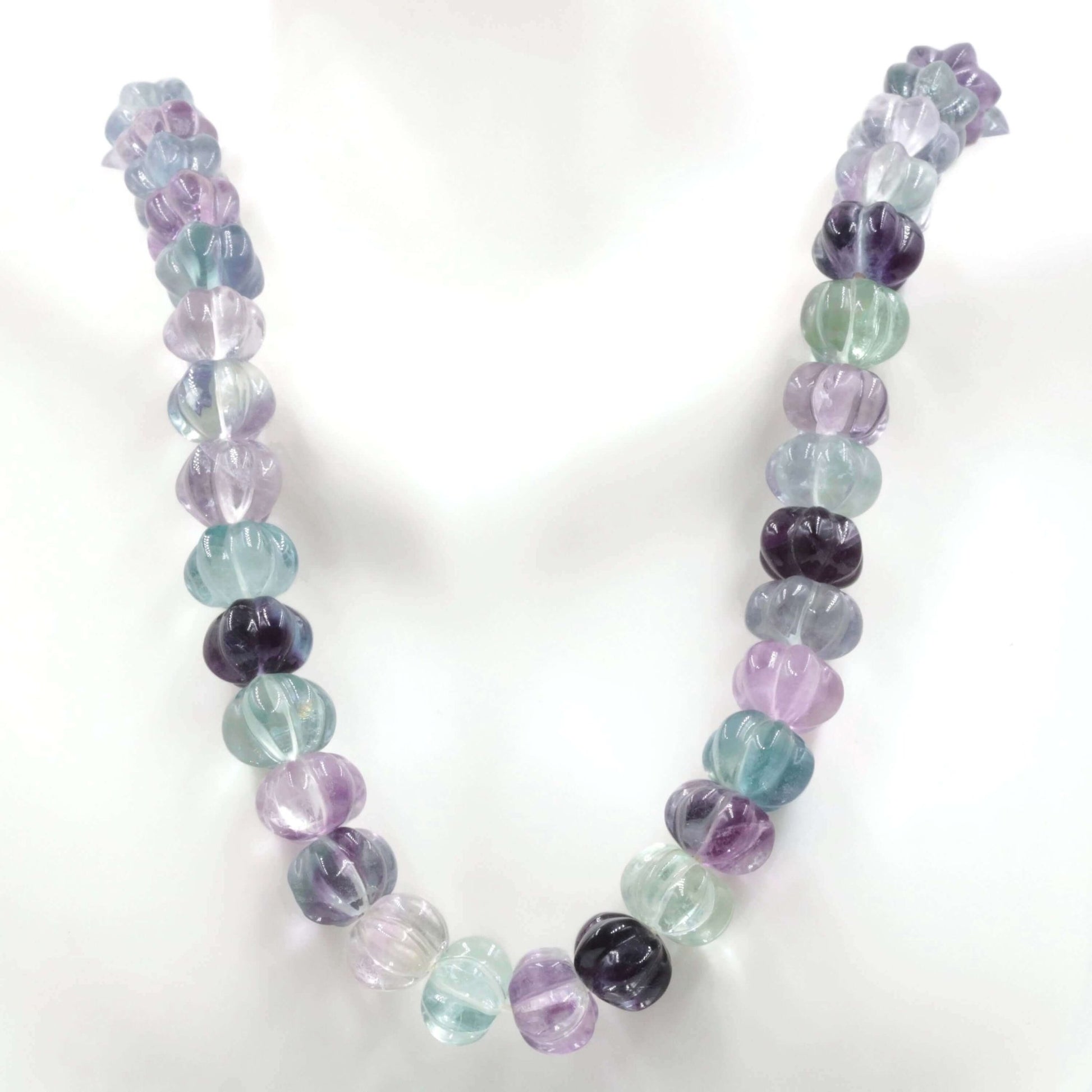 Multi color Fluorite Pumpkin Beads Necklace - Taj Mahal Gems