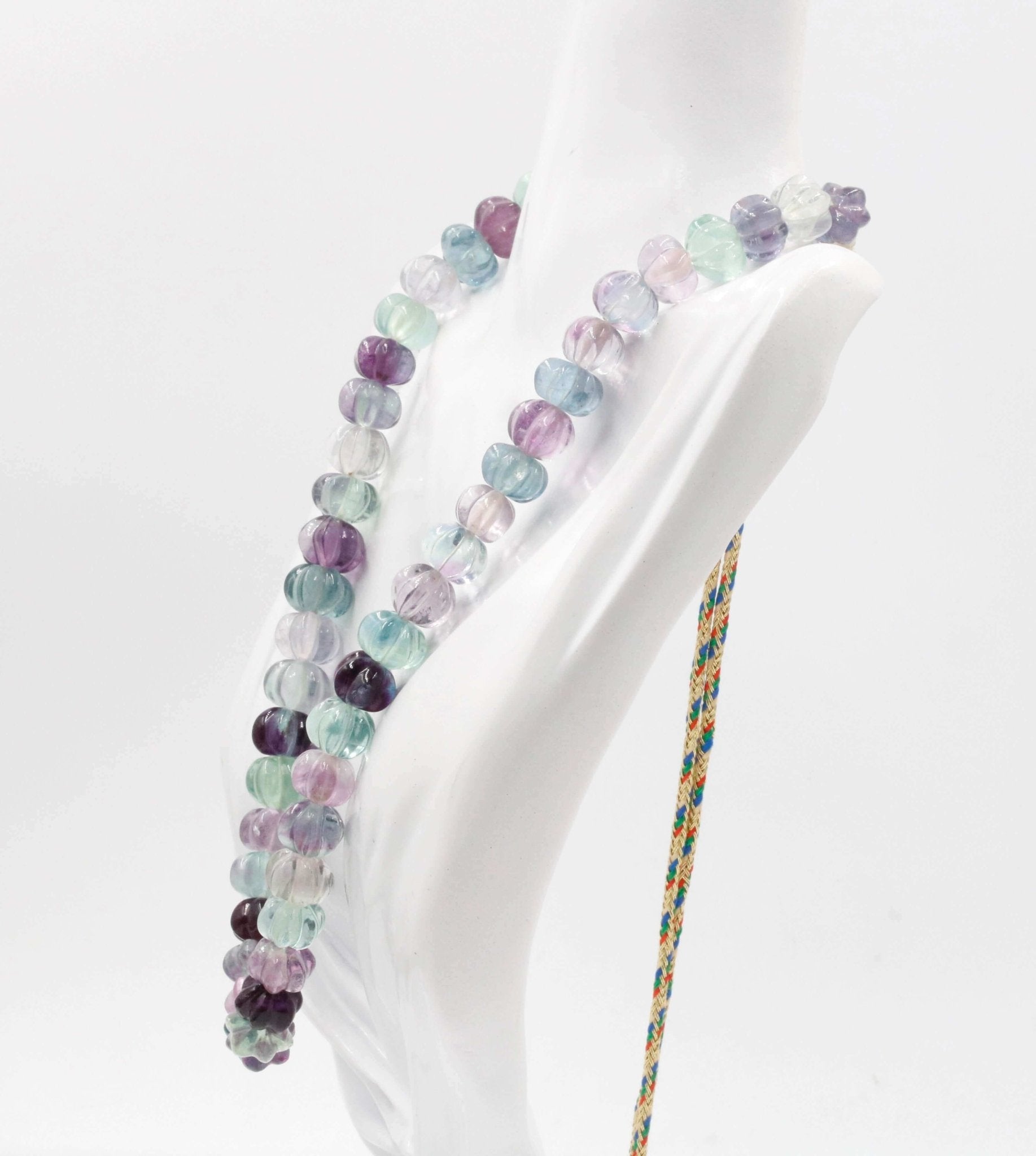 Multi color Fluorite Pumpkin Beads Necklace - Taj Mahal Gems