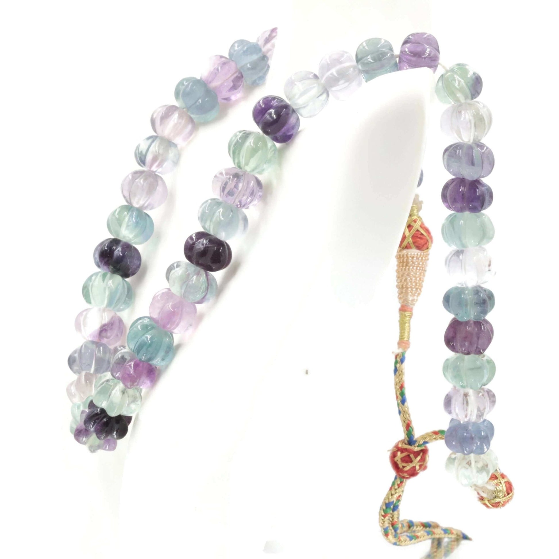 Multi color Fluorite Pumpkin Beads Necklace - Taj Mahal Gems