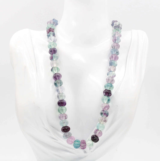 Multi color Fluorite Pumpkin Beads Necklace - Taj Mahal Gems