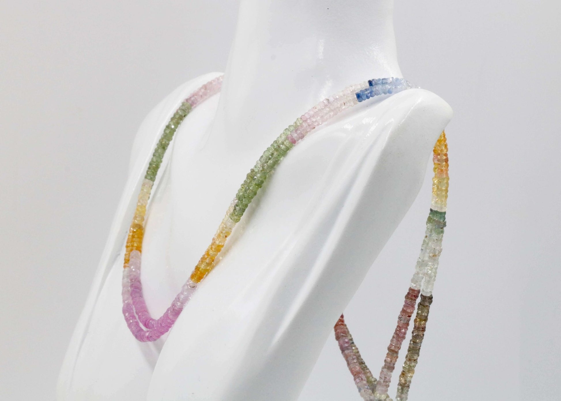 Multi color Sapphire and Ruby Beaded Strand - Taj Mahal Gems