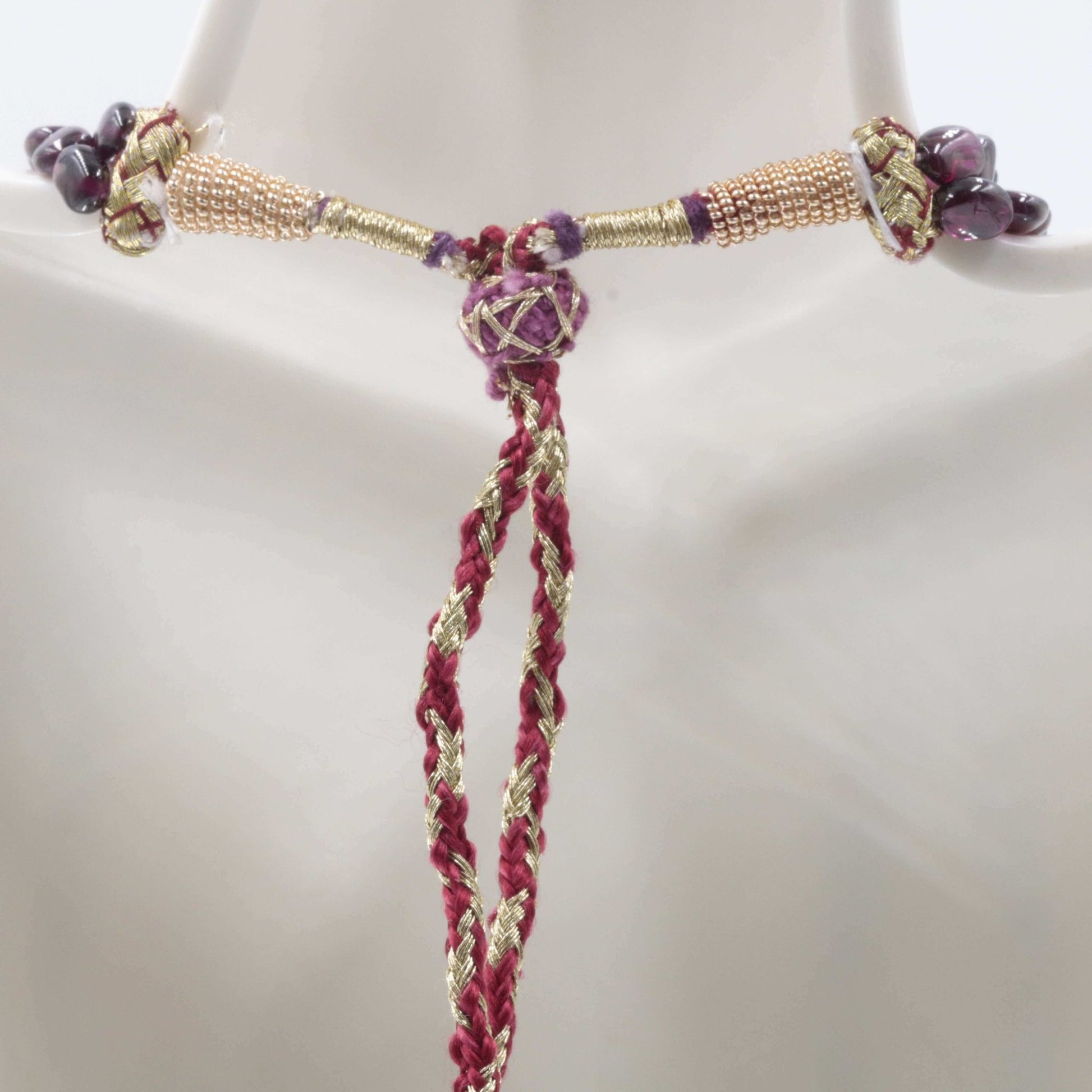 Multi Strand Rhodolite Garnet Beaded Necklace - Taj Mahal Gems