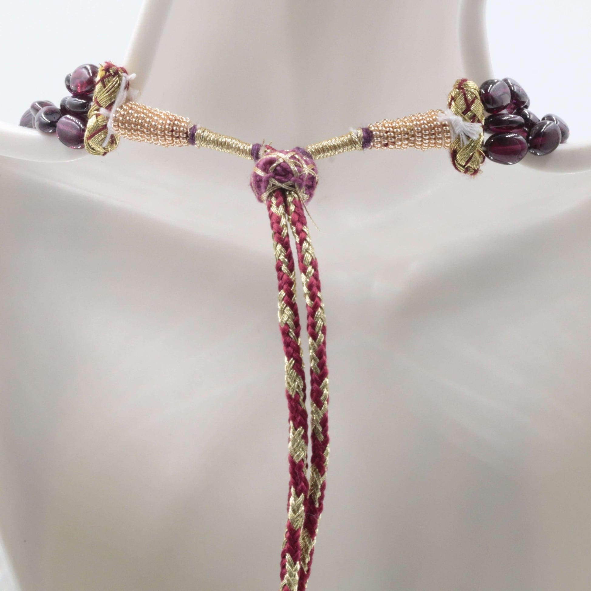Multi Strand Rhodolite Garnet Beaded Necklace - Taj Mahal Gems