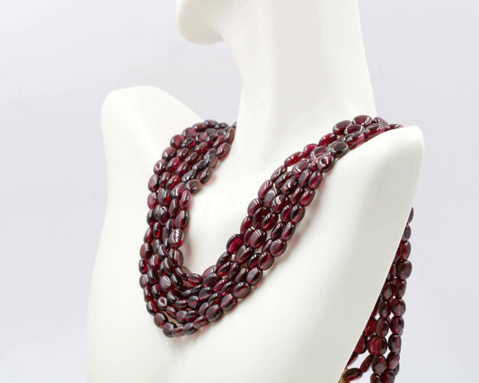 Multi Strand Rhodolite Garnet Beaded Necklace - Taj Mahal Gems