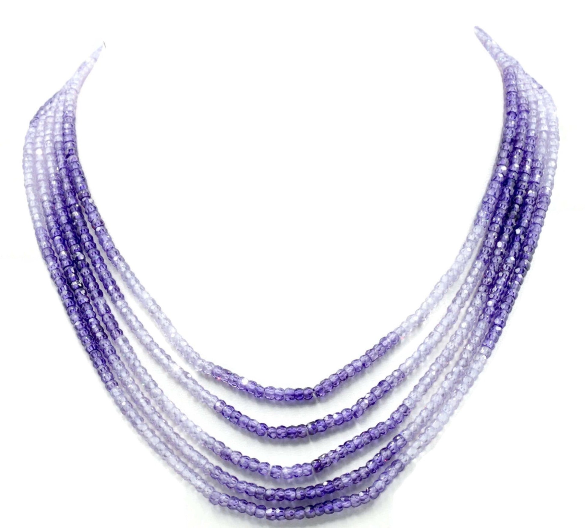 Multicolor Violet CZ Beaded Necklace - Taj Mahal Gems