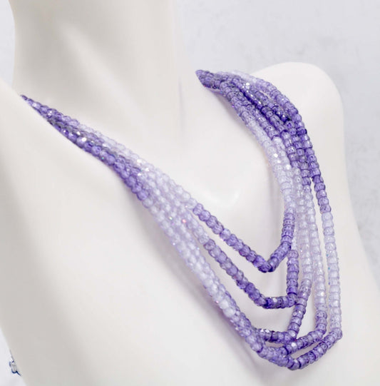 Multicolor Violet CZ Beaded Necklace - Taj Mahal Gems