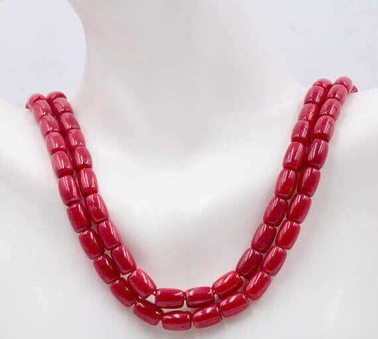 Natural Antique Red Coral Beads Strand - Taj Mahal Gems