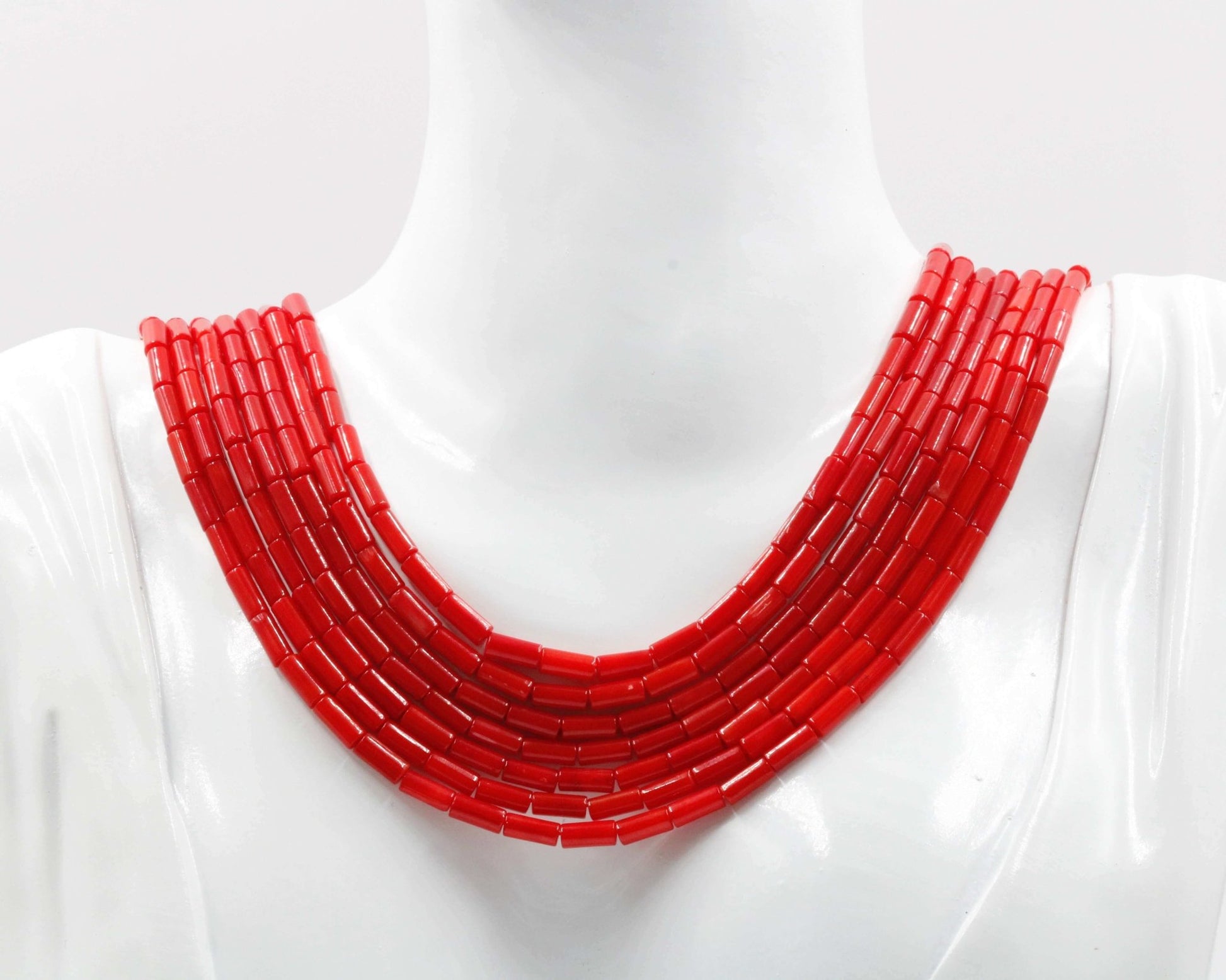 Natural Coral - Red Pink and Orange Strands - Taj Mahal Gems