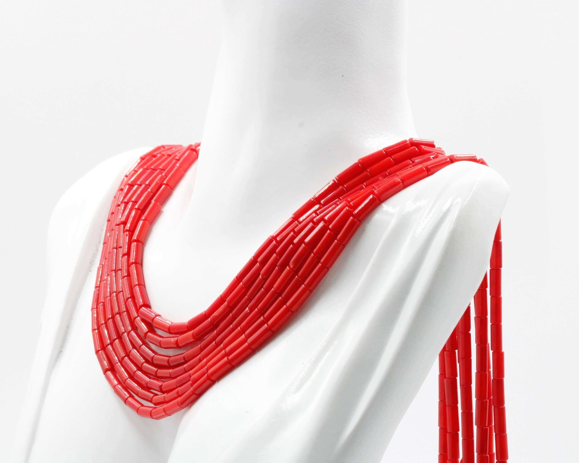Natural Coral - Red Pink and Orange Strands - Taj Mahal Gems