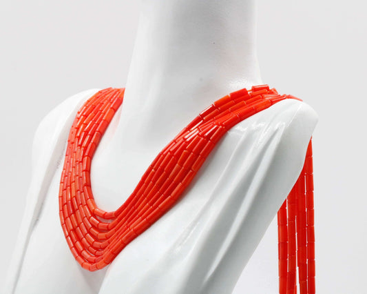 Natural Coral - Red Pink and Orange Strands - Taj Mahal Gems