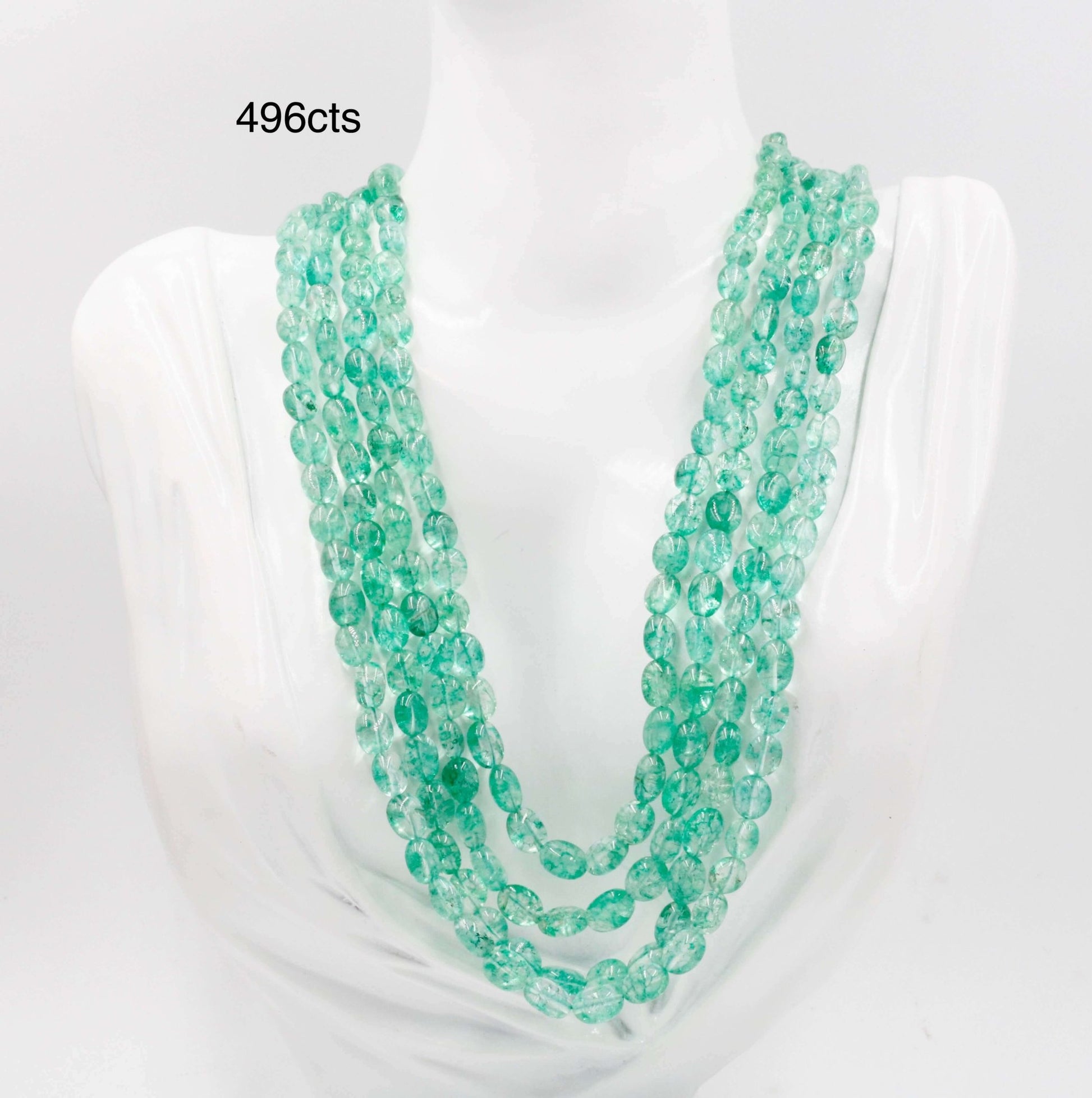 Natural Emerald Beaded Necklace - Taj Mahal Gems
