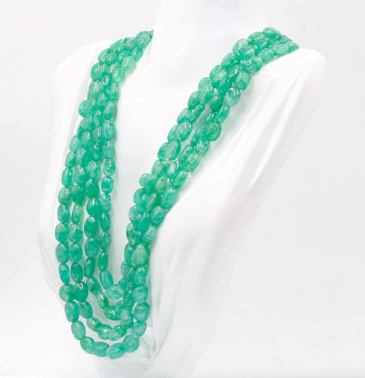 Natural Emerald Beaded Necklace - Taj Mahal Gems