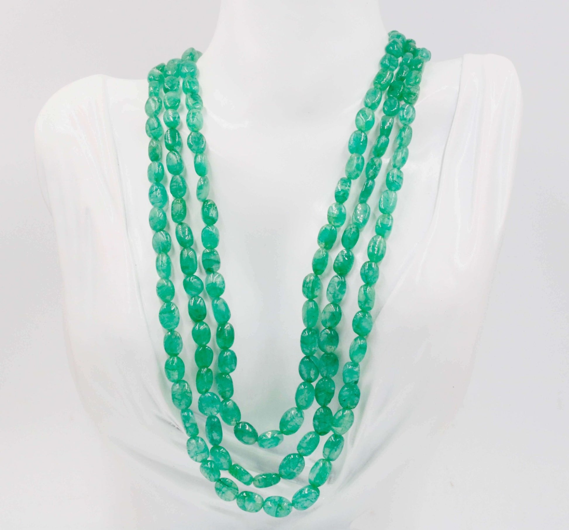 Natural Emerald Beaded Necklace - Taj Mahal Gems