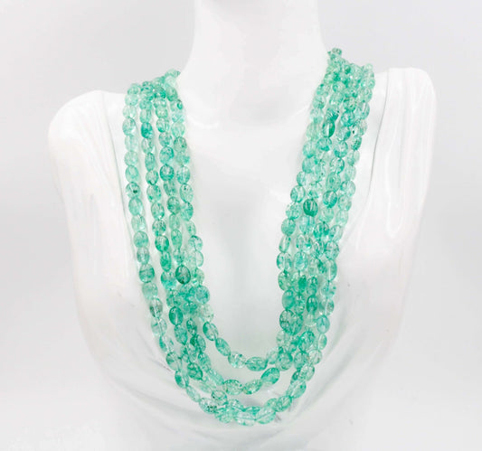 Natural Emerald Beaded Necklace - Taj Mahal Gems