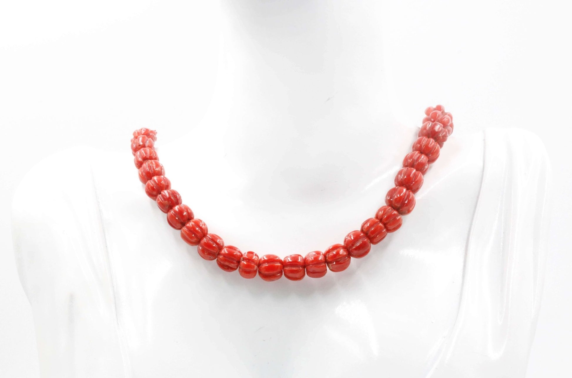 Natural Italian Coral Pumpkin Strand - Taj Mahal Gems