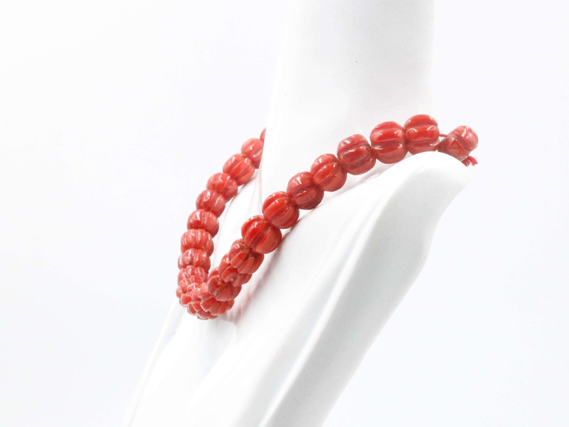Natural Italian Coral Pumpkin Strand - Taj Mahal Gems
