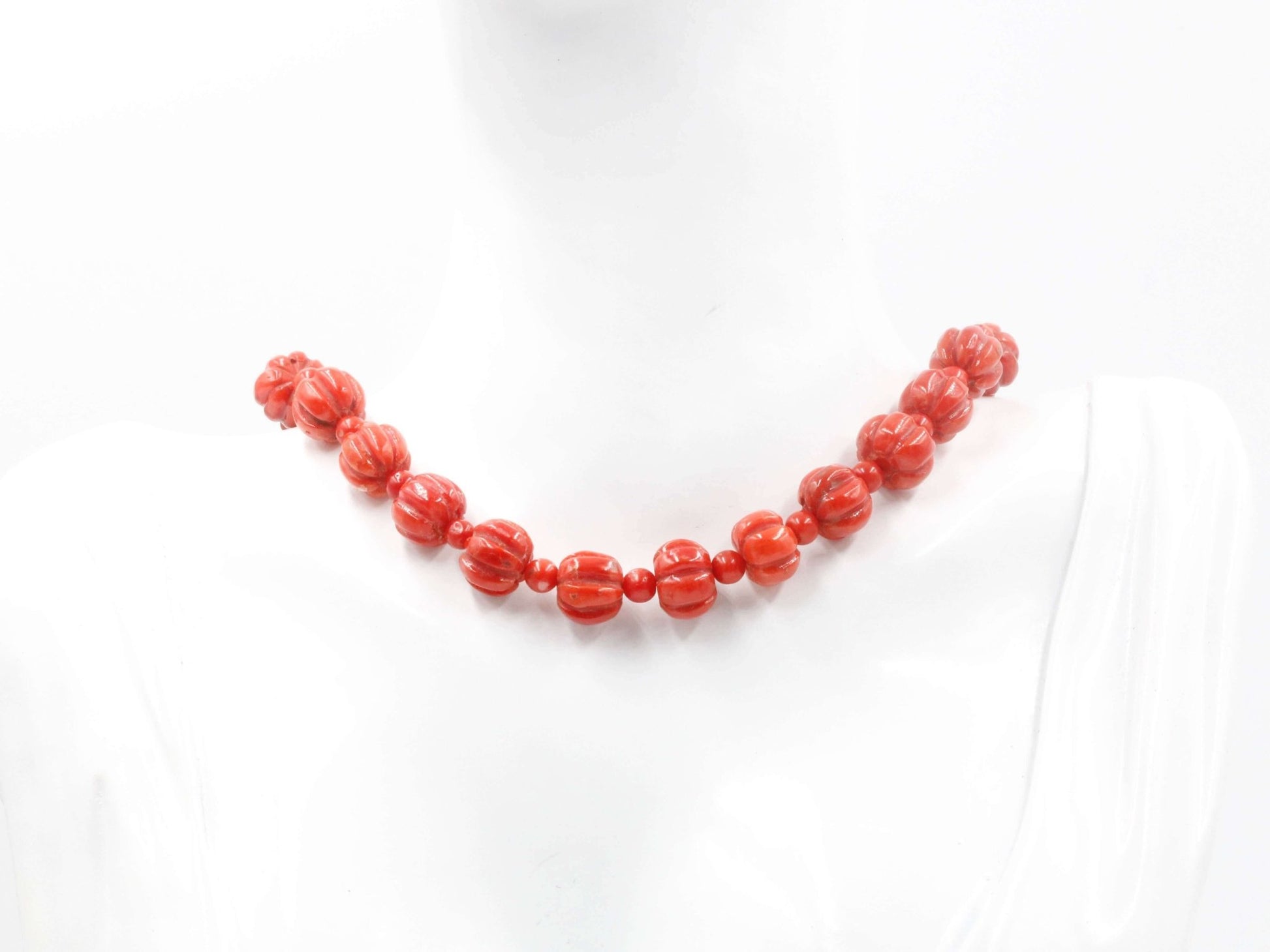Natural Italian Coral Pumpkin Strands - Taj Mahal Gems