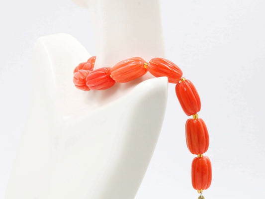 Natural Orange Coral Pumpkin Beads Strand - Taj Mahal Gems