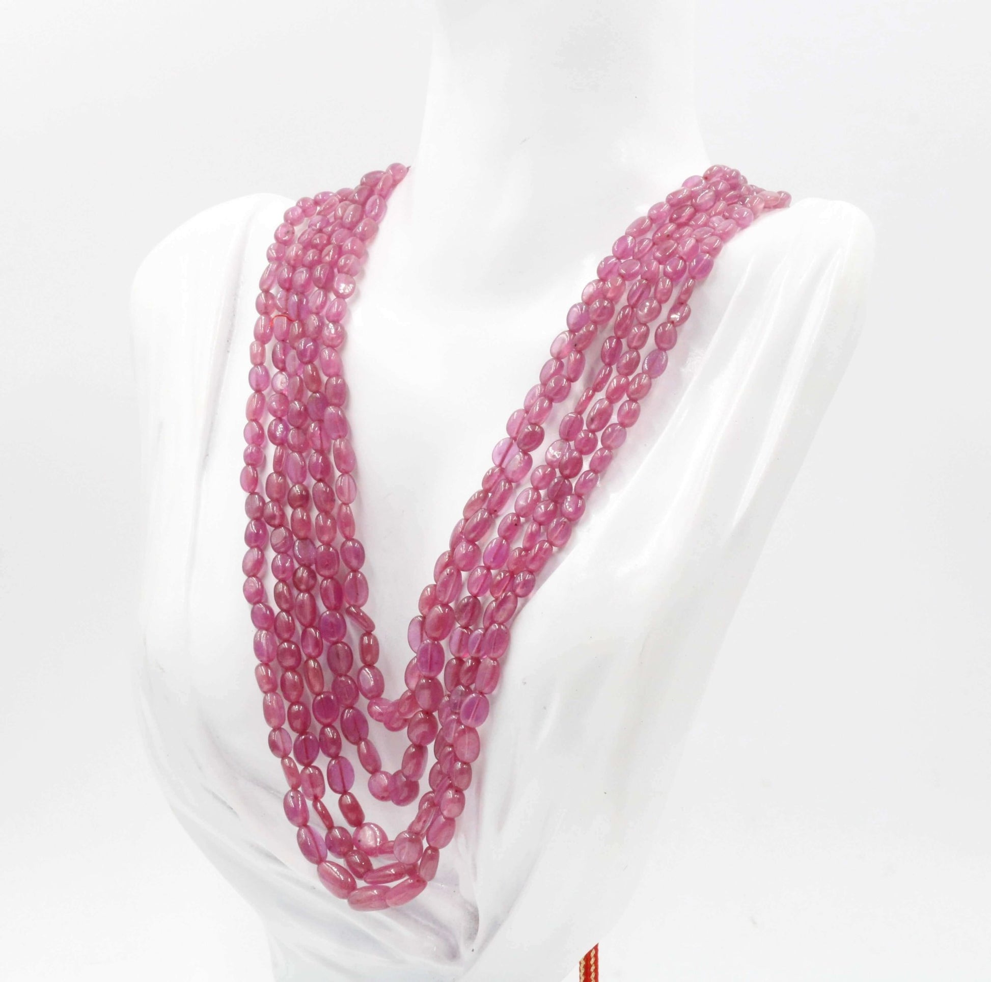 Natural Pink Sapphire Beaded Necklace - Taj Mahal Gems