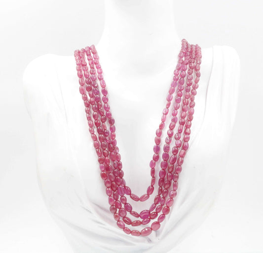 Natural Pink Sapphire Beaded Necklace - Taj Mahal Gems