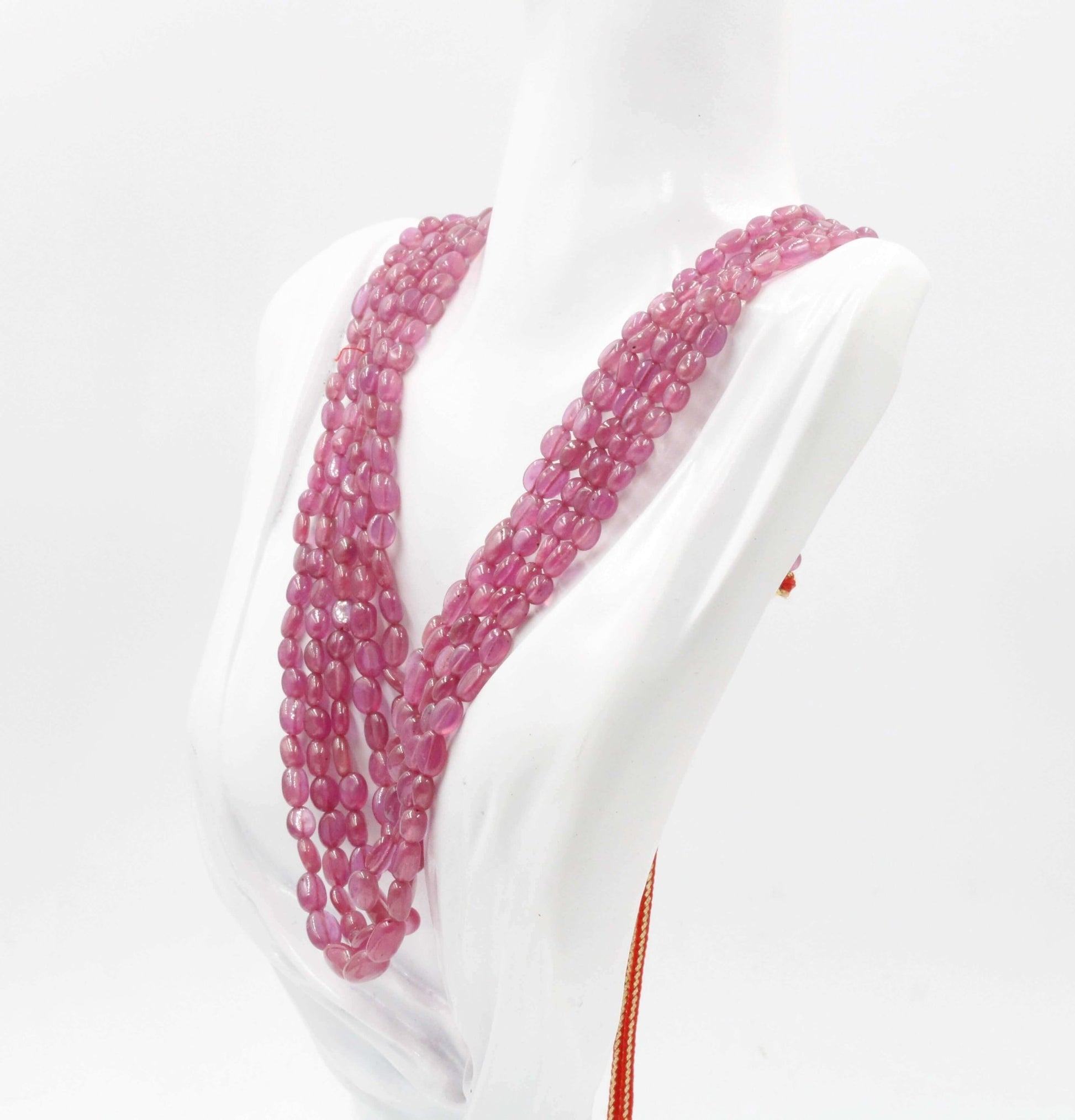 Natural Pink Sapphire Beaded Necklace - Taj Mahal Gems