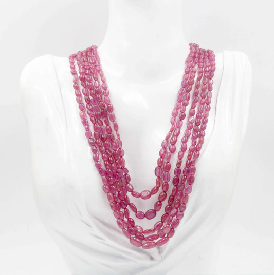 Natural Pink Sapphire Beaded Necklace - Taj Mahal Gems