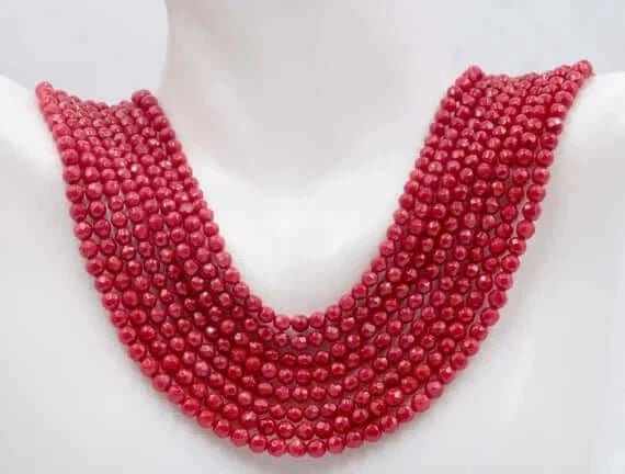 Natural Red Coral Beads Strands - Taj Mahal Gems