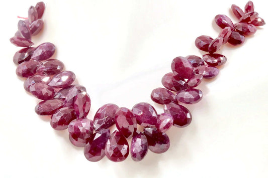 Natural Ruby Briolette Beads Strand - Taj Mahal Gems