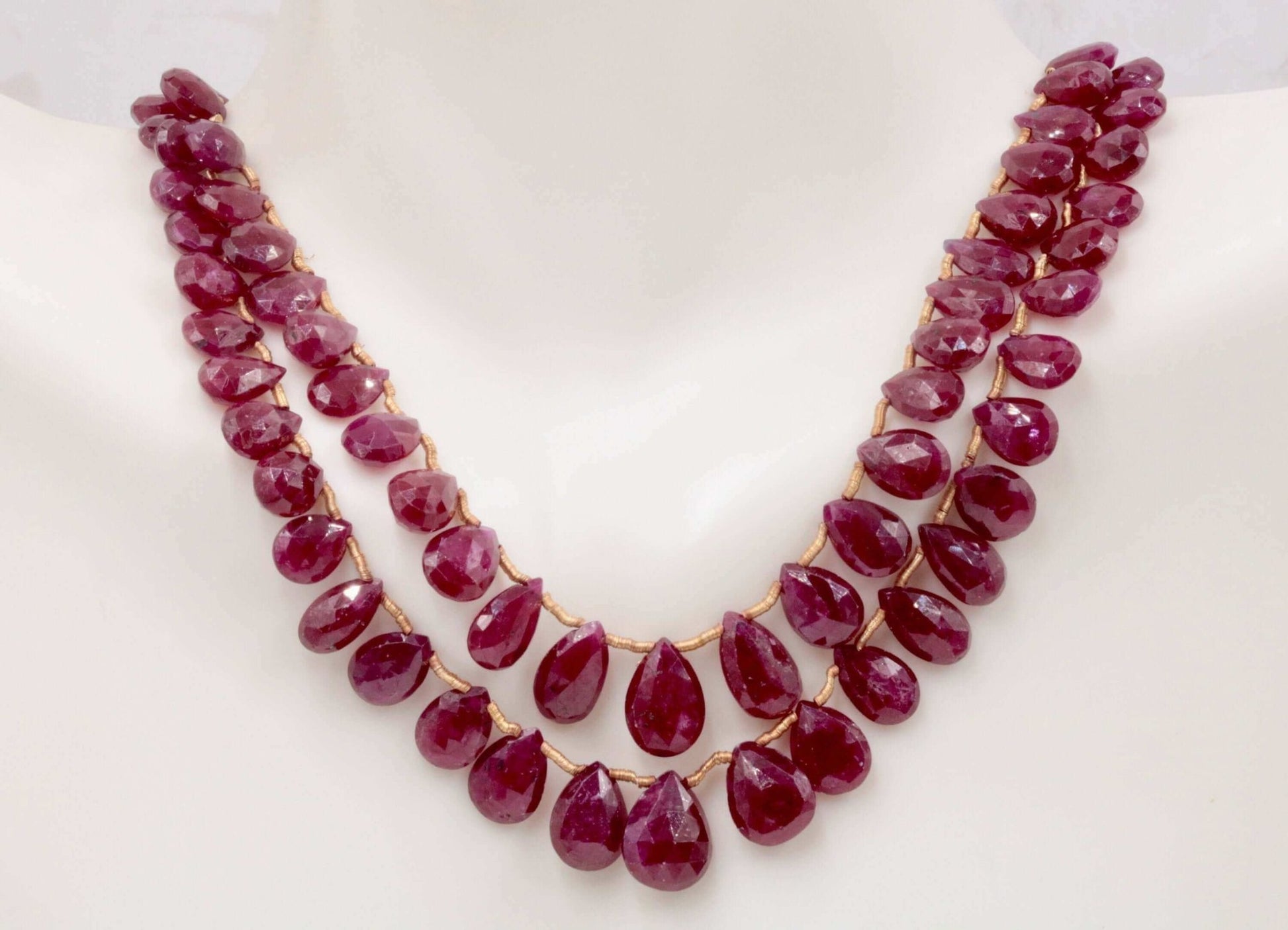 Natural Ruby Briolette Drops Beads Strand - Taj Mahal Gems