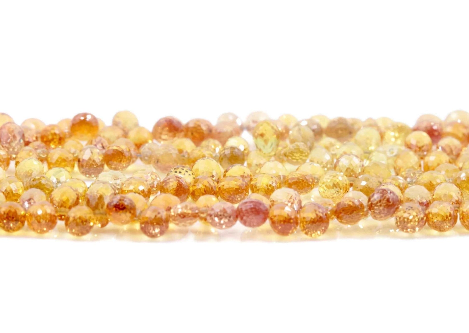 Natural Sapphire Beads Orange Yellow Briolette Strand - Taj Mahal Gems