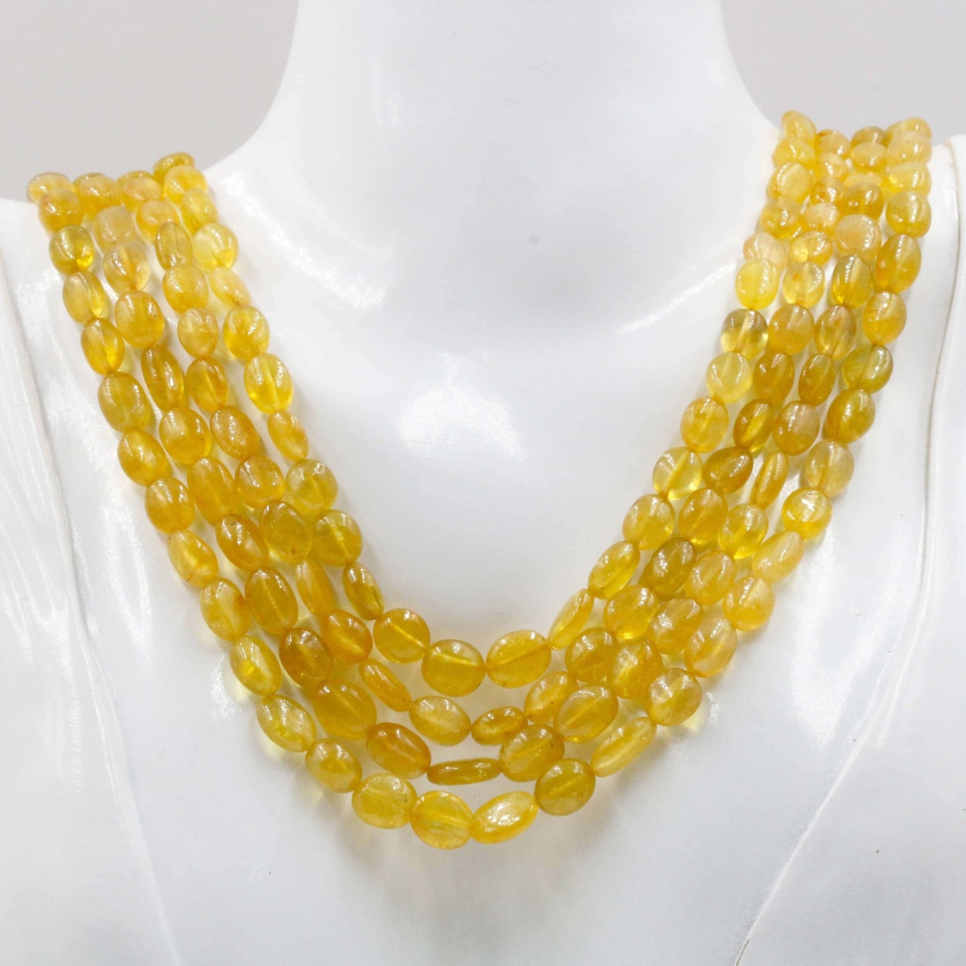 Natural Yellow Sapphire Beaded Necklace - Taj Mahal Gems
