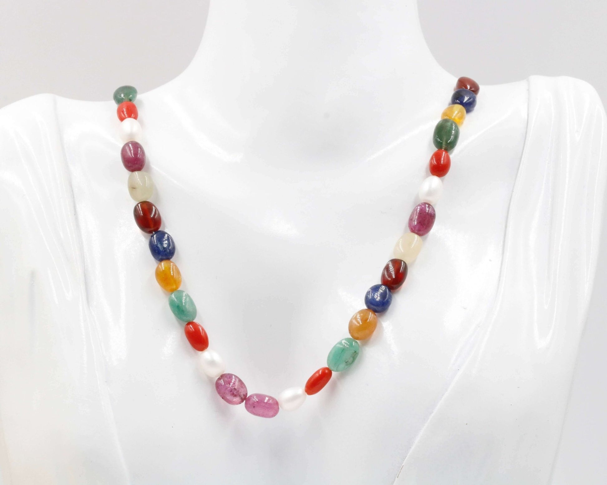 Navratna Nine Gemstone Beaded Strand - Taj Mahal Gems