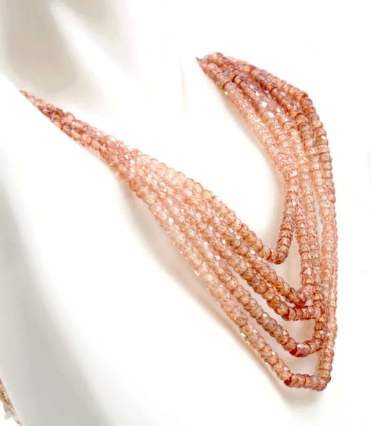 Orange Champagne Cubic Zircon Necklace - Taj Mahal Gems