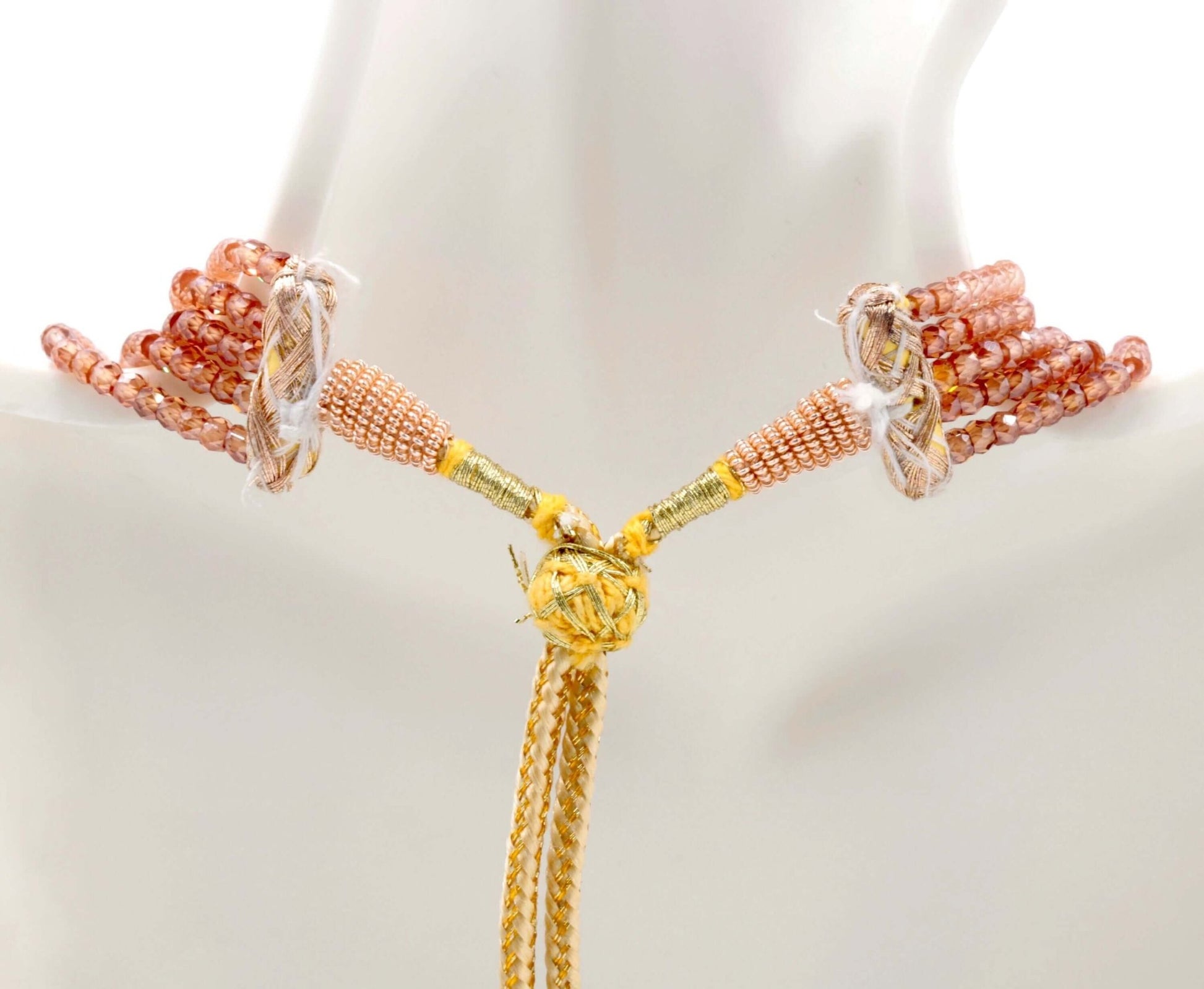 Orange Champagne Cubic Zircon Necklace - Taj Mahal Gems