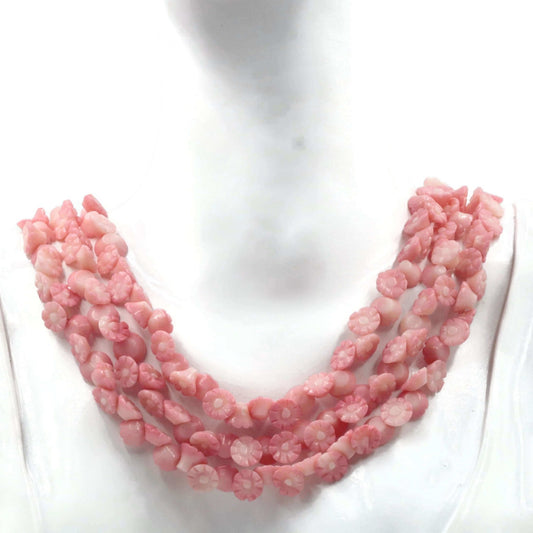 Pink Coral Rose Beaded Strands - Taj Mahal Gems