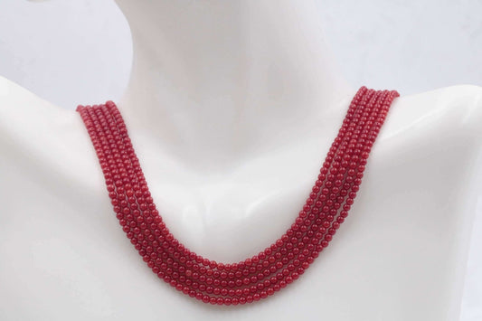 Red Coral Beads Strand - Taj Mahal Gems