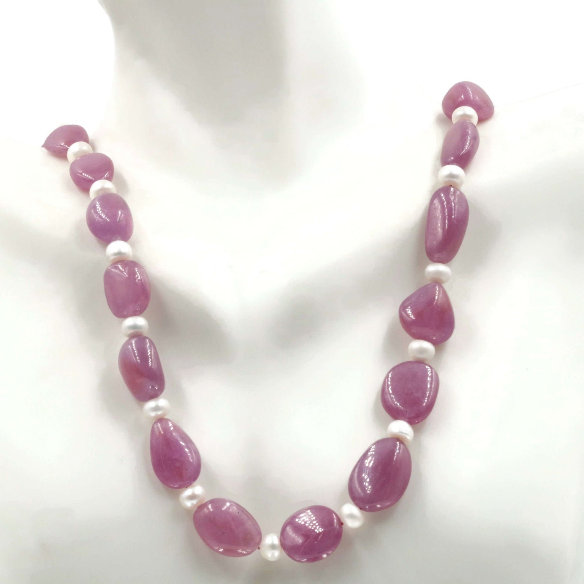 Red Ruby Cultured Pearl Necklace - Taj Mahal Gems