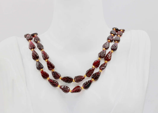 Rhodolite Garnet Leaves Necklace - Taj Mahal Gems