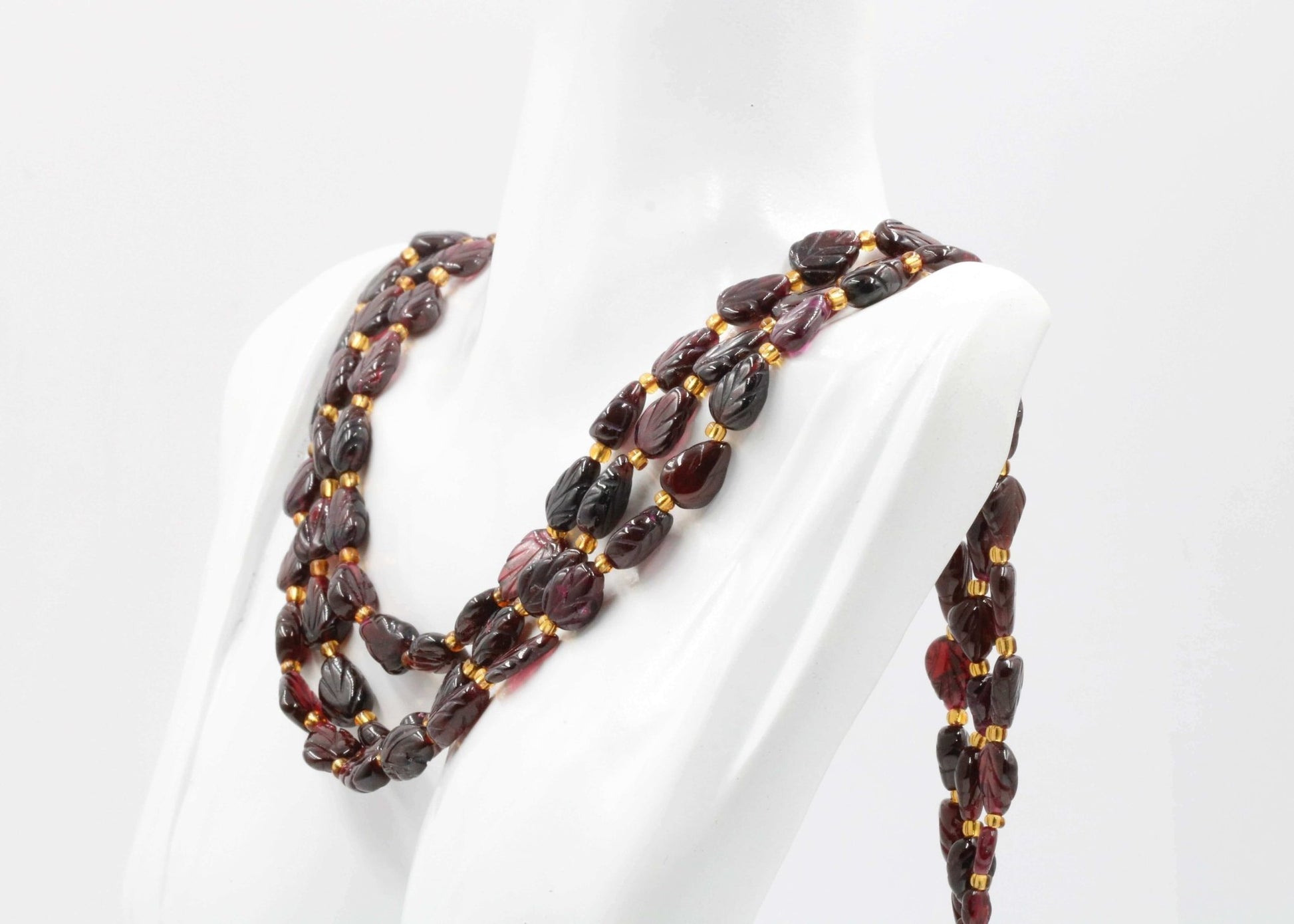 Rhodolite Garnet Leaves Necklace - Taj Mahal Gems