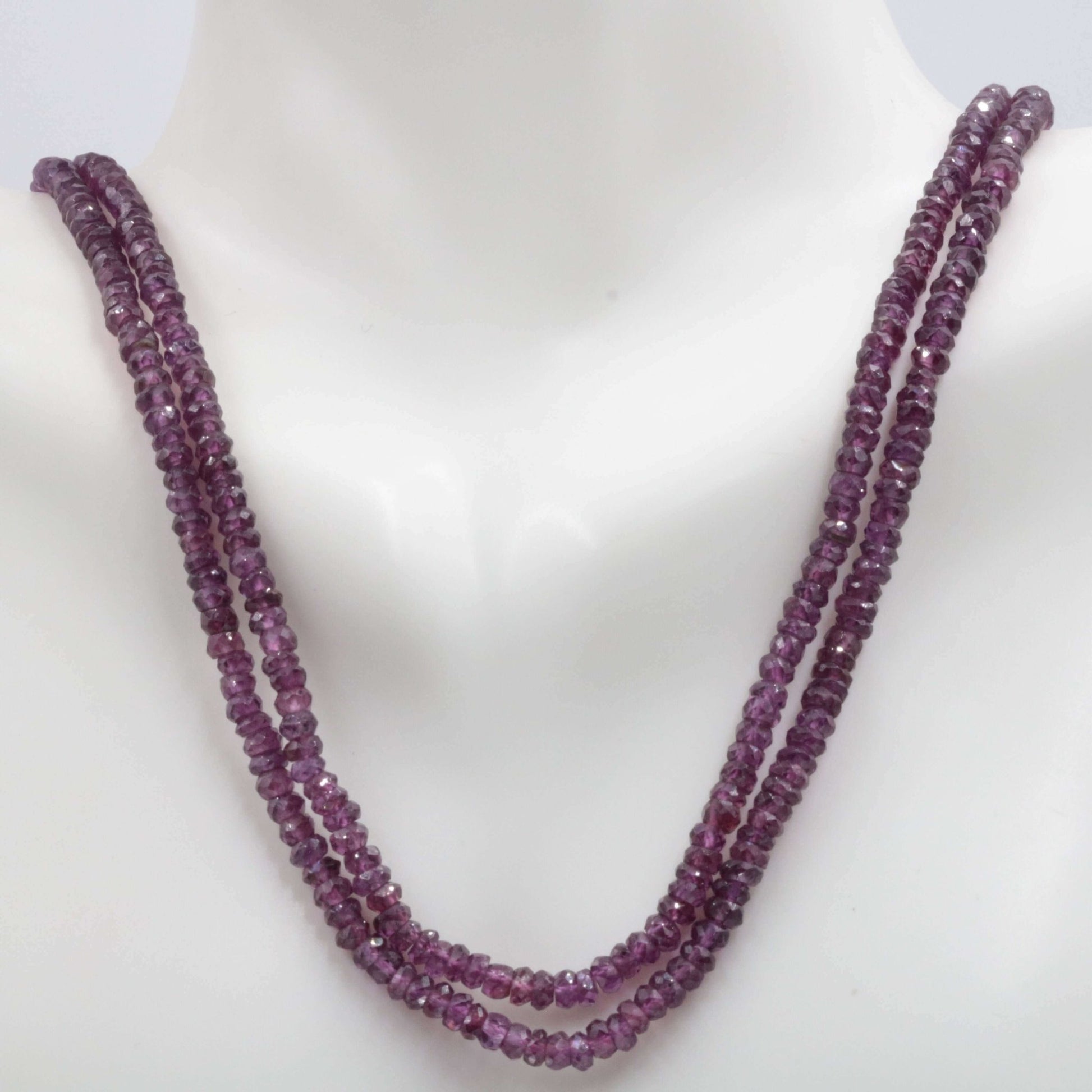 Rhodolite Garnet Multi - Strand Bead Necklace - Taj Mahal Gems