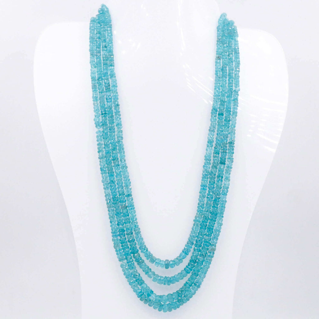 Long & Layered Natural Blue Apatite Necklace for Blue Dress