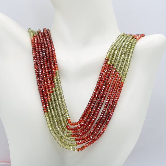 Bi-Color Zircon Beads Necklace - 7 Strand