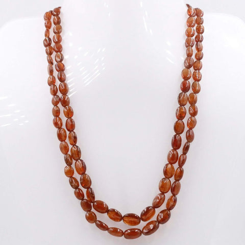Layered Hessonite Beaded Necklace